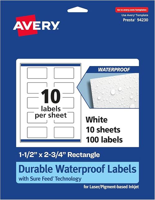 Great for Spice Jars! Avery Waterproof Rectangle Labels