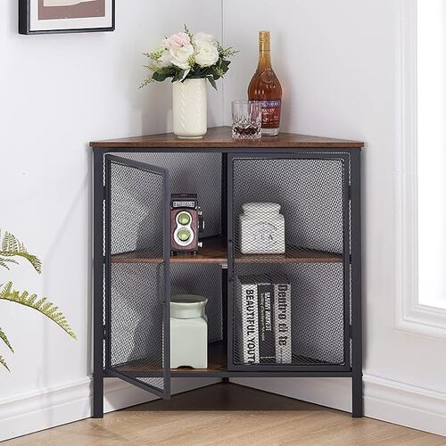 VECELO Corner Cabinet with Two Doors and Shelves