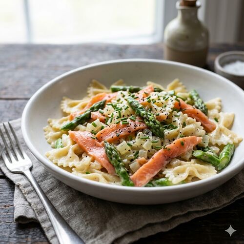 Butterfly Pasta With Smoked Salmon And Asparagus