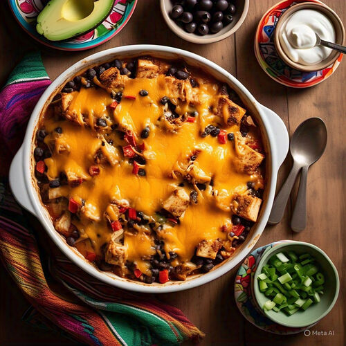 Festive Chicken, Black Bean And Tortilla Casserole