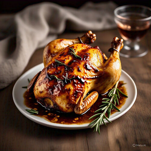 Roasted Chicken With Garlic - Balsamic Sauce