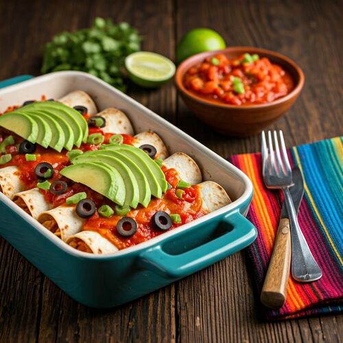 Confetti Chicken And Avocado Enchiladas