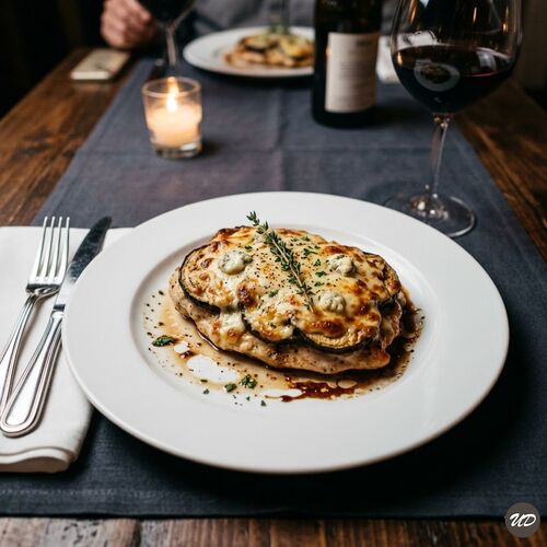 Chicken With Eggplant Gorgonzola Crust