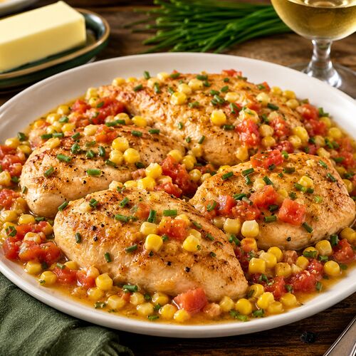 Chicken Sauté With Fresh Corn And Tomatoes