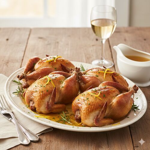 Roasted Cornish Hens With Lemon And Rosemary