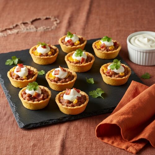 Corn Tarts With Beans And Salsa