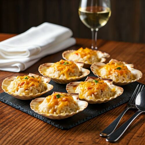 Crab And Rice In Sea Shells