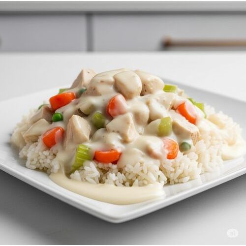Creamy Chicken And Vegetables Over Rice