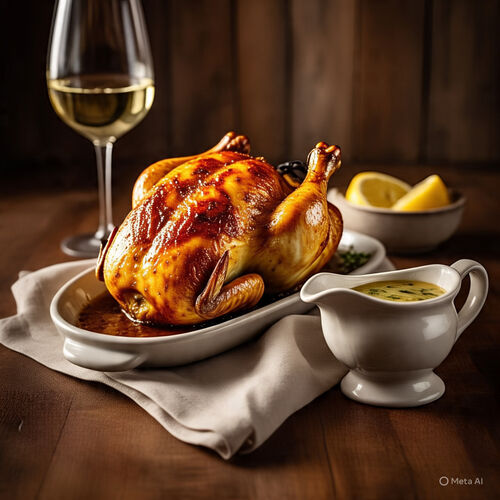 Garlic Roasted Chicken With Lemon Herb Gravy