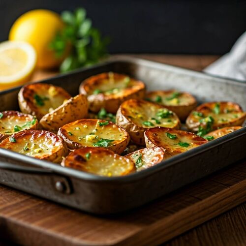 Golden Lemon Garlic Smashed Potatoes
