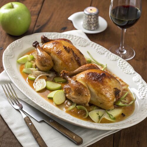 Game Hens Braised In Apple Brandy