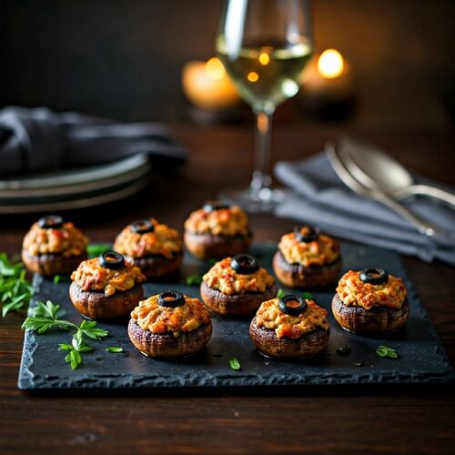 Stuffed Mushrooms With Bacon And Olives