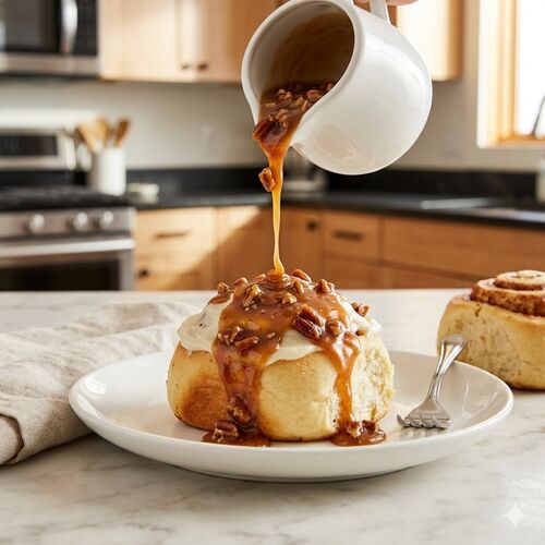 Caramel Pecan Sauce (Pour-On Version) for Cinnamon Rolls