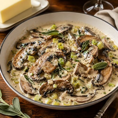 Portobello Mushrooms in Cream Sauce