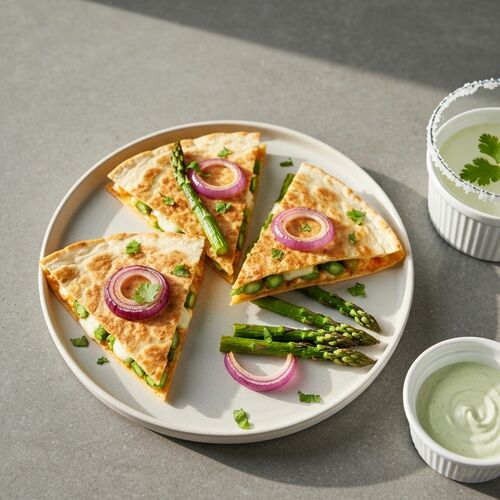 Roasted Asparagus And Red Onion Quesadillas