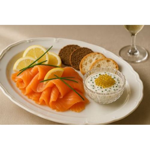 Smoked Salmon With Golden Caviar Sauce