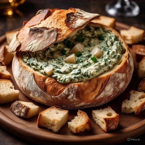 Spinach Dip In Sourdough Bread
