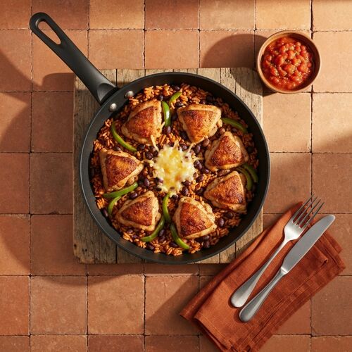 Southwestern Chicken Thighs With Rice And Beans