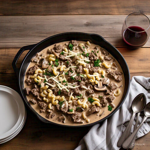 Beef Stroganoff Hamburger Dinner In A Skillet