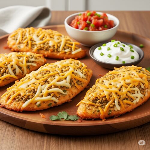 Baked Salsa Ranch Chicken Breasts With Cheddar Crumb Crust
