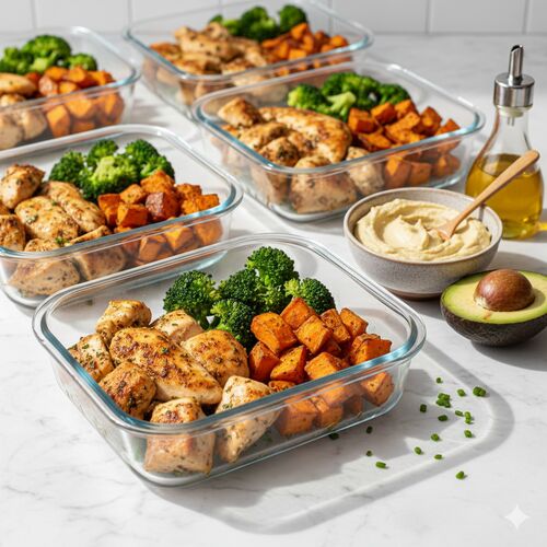 Sheet Pan Chicken And Sweet Potato Meal Prep