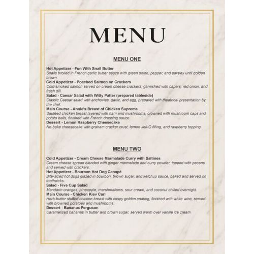 Two Menus That We Use Often